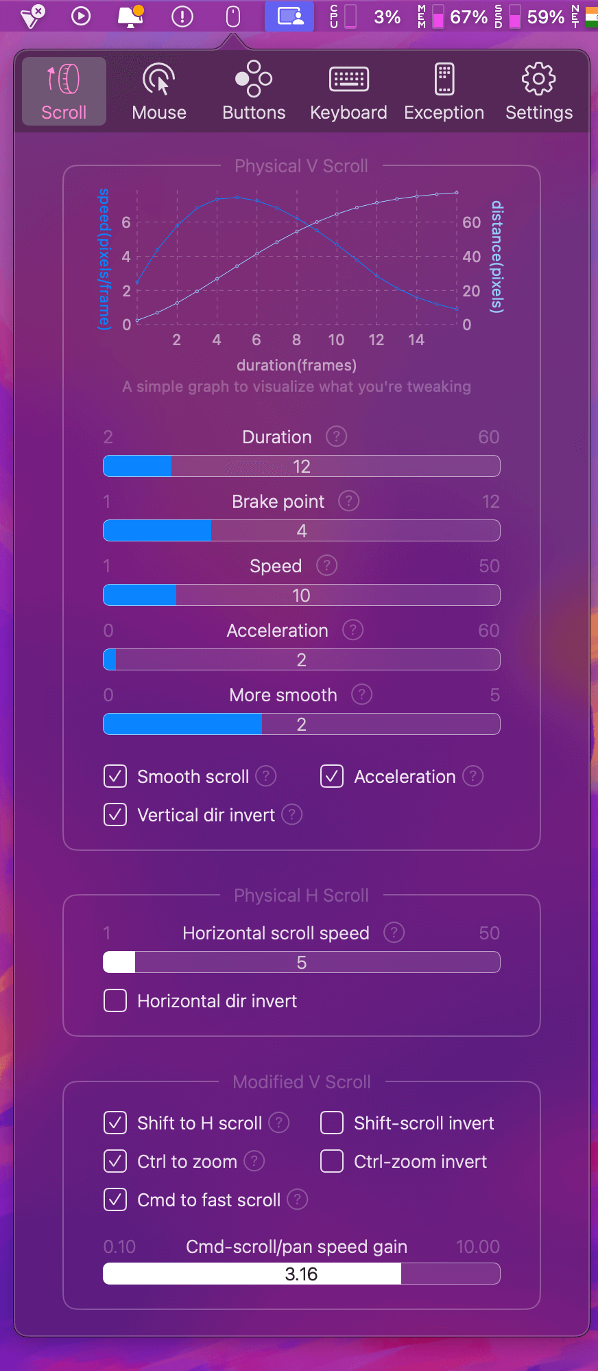 scrolling acceleration
